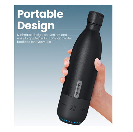 Moxedo Stainless Steel Vacuum Flask with Bluetooth Speaker – Black Moxedo Stainless Steel Vacuum Flask with Bluetooth Speaker – Black